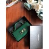 D&G calfskin crystal DG logo patch green handbag