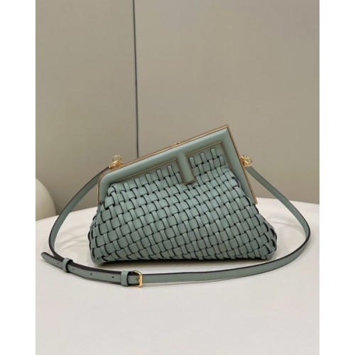 Fendi First small mint braided leather bag