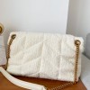 YSL LouLou Medium Quilted White Tweed Bag