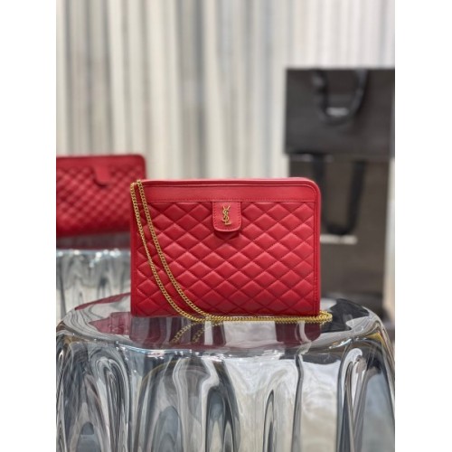 YSL Vitoirie Baby red leather Clutch