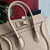 Luggage Bag Drummed Calfskin Silver Zip Beige 27cm