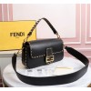 Fendi Baguette white leather medium black trap bag