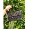 VALENTINO GARAVANI Crystal-embellished Roman stud black shoulder bag