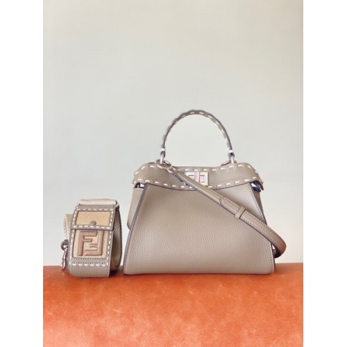 Fendi Peekaboo Iconic mini grey leather bag