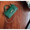 D&G calfskin crystal DG logo patch green handbag