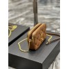 YSL Becky Quilted Double Zip Brown Pouch Bag