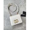 DG Logo mini white leather shoulder bag