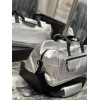 YSL Nylon Silver Zip-Up Luggage Bag
