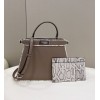 Fendi Peekaboo Grain Leather and Elaphe Brown Bag