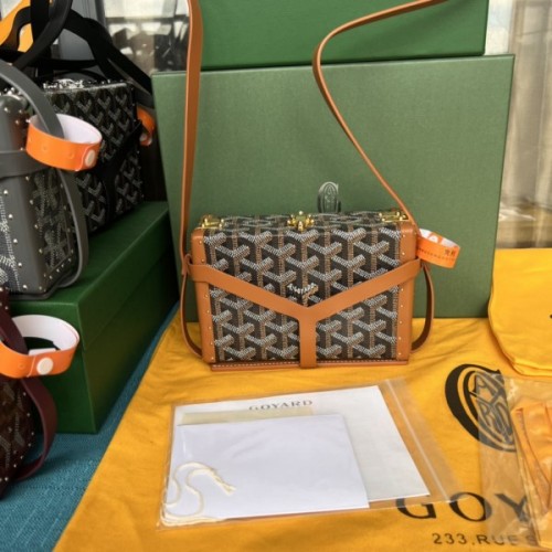 Goyard Minaudiere Coated Brown Canvas Bag