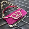 Valentino Garavani small Locò crystal embellished pink bag