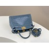 Fendi Peekaboo blue crocodile leather hand bag