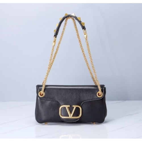 Valentino Garavani Stud Sign black leather bag