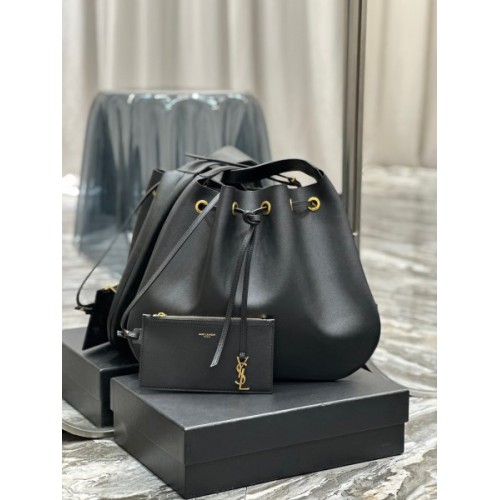 YSL Paris VII Hobo Black Leather Bag