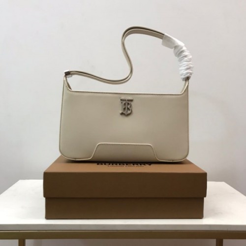 Leather TB White Shoulder Bag