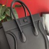 Luggage Bag Drummed Calfskin Silver Zip Black 27cm