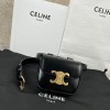 Celine triomphe shiny black leather belt bag