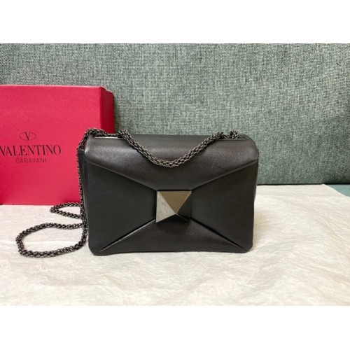 Valentino One Stud Mini All Black Leather Bag