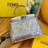 Fendi Silver PVC Transparent Sequin Peekaboo Bag