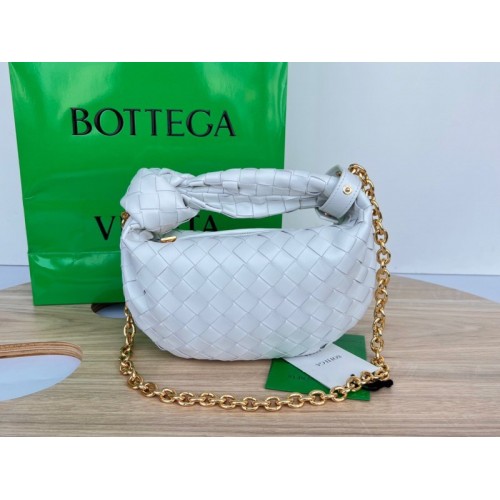 Bottega Veneta Mini Jodie Chain Hobo White Woven Bag