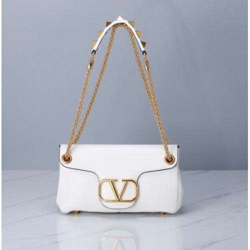 Valentino Garavani Stud Sign white leather bag