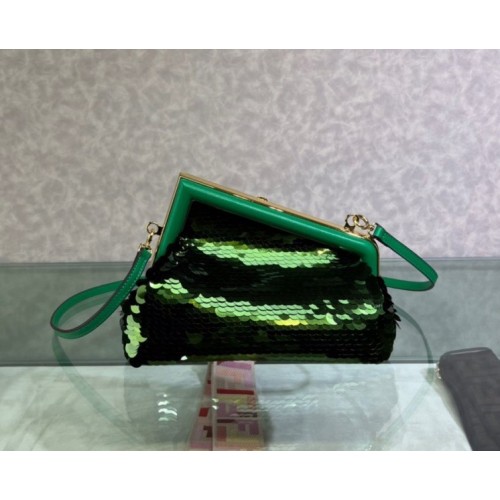 Fendi first green sequinned leather bag