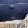 Fendi Baguette white leather medium raffia trap bag