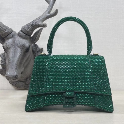 Balenciaga Hourglass S Rhinestone Green Bag