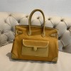 Hermes Birkin 35 Cargo Swift Yellow Marine Silver Hardware Bag