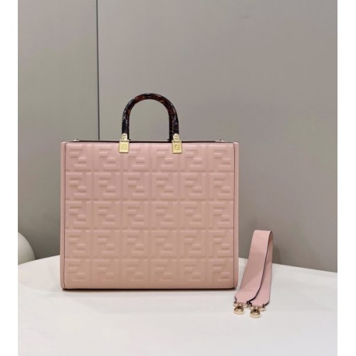 Fendi Sunshine Medium Pink Leather Shopper Bag