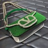 Valentino Garavani small Locò crystal embellished green bag