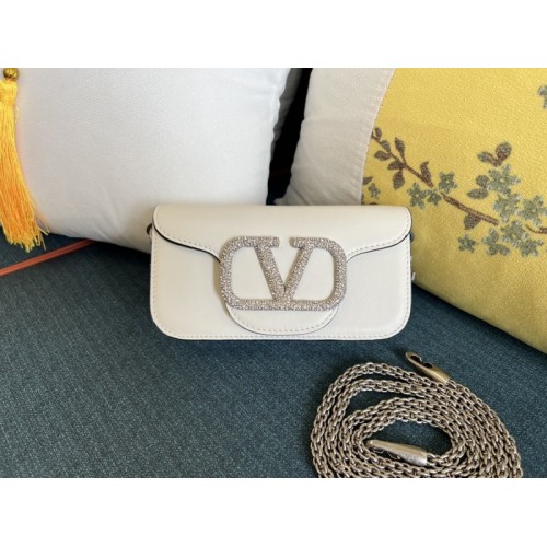 Valentino Loco small Jewel logo white shoulder bag