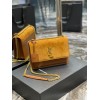YSL Sunset Brown Velvet Leather Shoulder Bag