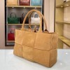 Bottega Veneta Intrecciato lamp skin tote brown velvet bag 609175