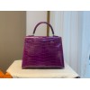Hermes Kelly crocodile purple leather 25 bag