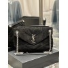YSL Black Puffer Black Suede Leather Large Bag