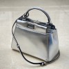 Fendi Peekaboo silver leather hand bag