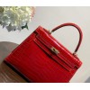 Hermes Kelly crocodile red leather 25 bag