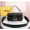 Fendi Baguette white leather medium black trap bag