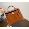 Hermes Kelly crocodile brown leather 25 bag