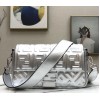 Fendi BAGUETTE Silver leather bag 26cm