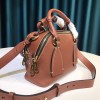 Chloe Small Daria day bag in grained & shiny calfskin red brown