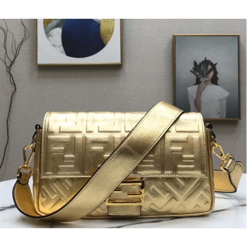 Fendi BAGUETTE Golden leather bag 26cm