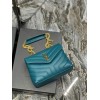 YSL Loulou small quilted blue leather shoulder bag