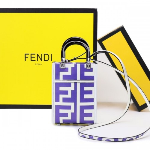 Fendi Mini Sunshine Shopper two-tone purple leather minibag