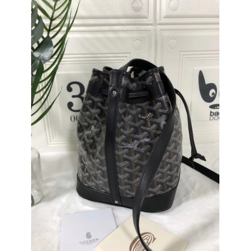 Goyard bucket black leather bag