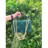 VALENTINO GARAVANI Crystal-embellished Roman stud green shoulder bag
