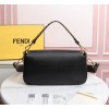 Fendi Baguette white leather medium black trap bag