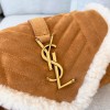 YSL Envelope Small suede and shearling shoulder bag
