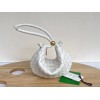 Bottega Veneta Turn Medium White Intrecciato Leather Bag